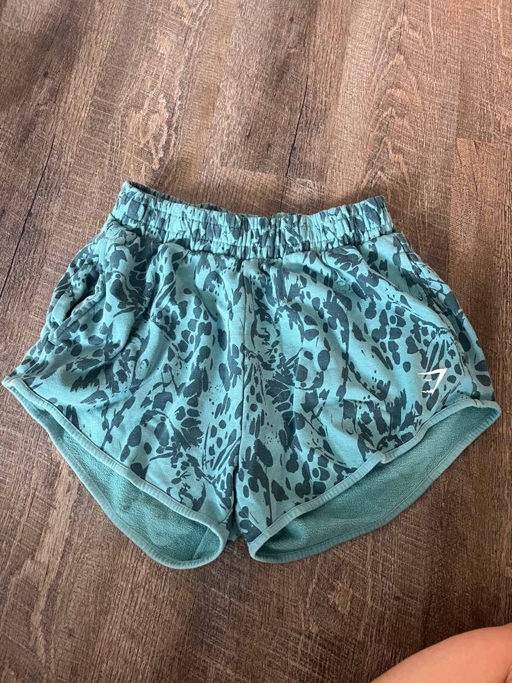 Gymshark Teal Animal-Print Running Shorts